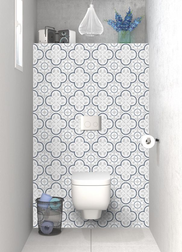 Panneau WC Carreaux de ciment Riad Gris/Bleu