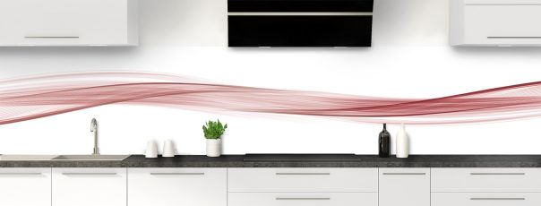 Crédence de cuisine Vague graphique couleur Rose grenade panoramique motif inversé