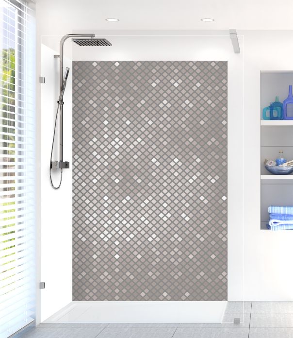 Panneau de douche Diamants brillants couleur Gris pierre motif inversé