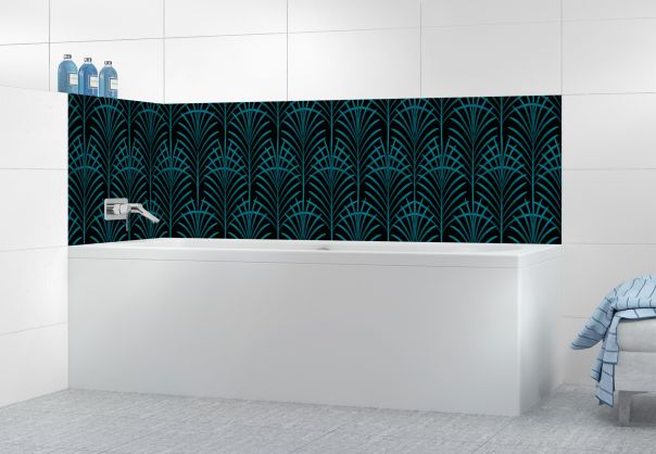 Panneau de bain Feuilles de palme couleur Bleu paon