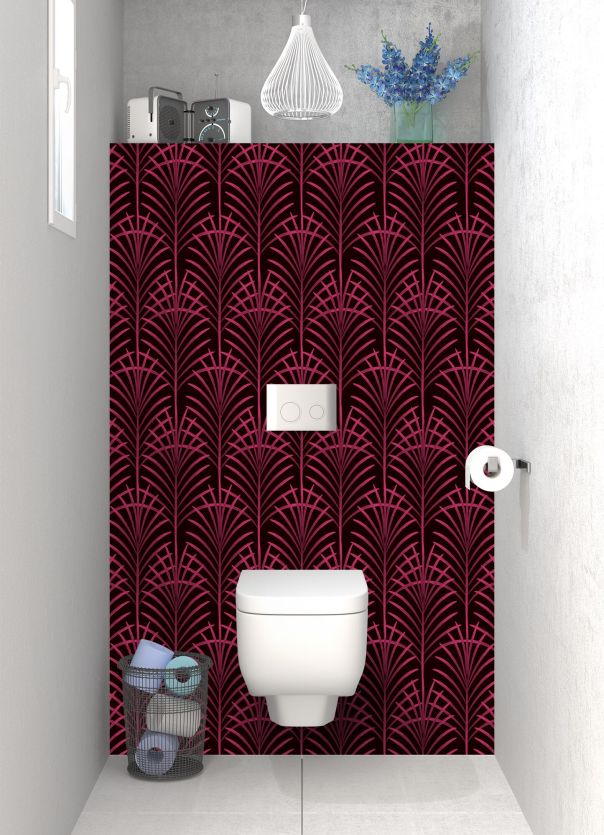 Panneau WC Feuilles de palme couleur Saphir rose