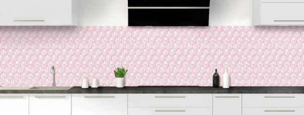 Crédence de cuisine Cubes rayés couleur Saphir rose panoramique
