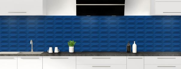 Crédence de cuisine Briques en relief couleur Bleu électrique panoramique