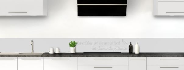 Crédence de cuisine Citation  couleur Gris perle frise