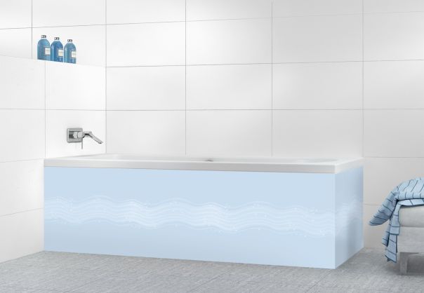 Panneau tablier de bain Vagues design couleur Bleu dragée