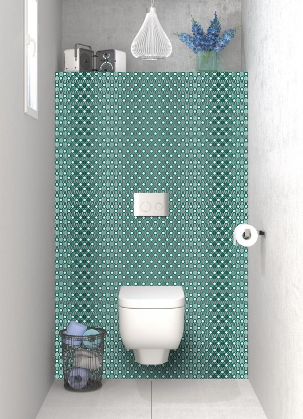 Panneau WC Hexagones  couleur Vert jade