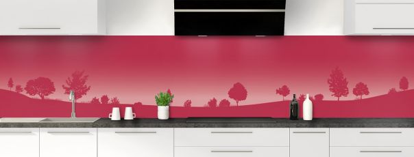 Crédence de cuisine Paysage couleur Rose grenade panoramique motif inversé