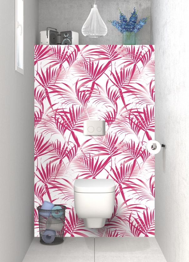 Panneau WC Feuilles tropicales couleur Saphir rose