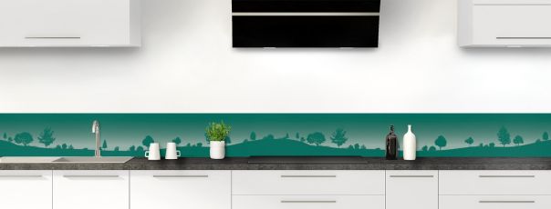 Crédence de cuisine Paysage couleur Vert jade frise motif inversé
