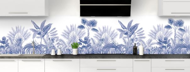Crédence de cuisine Forêt tropicale couleur Bleu électrique panoramique motif inversé