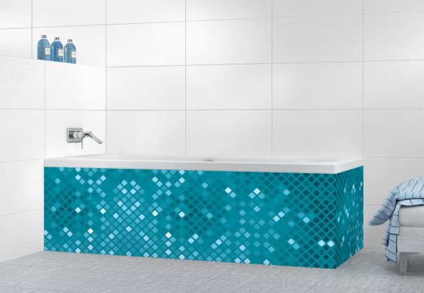 Panneau tablier de bain Diamants brillants couleur Bleu paon
