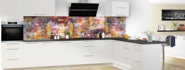 Crédence de cuisine Multicolore panoramique motif inversé en perspective