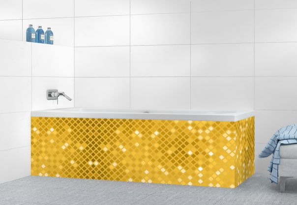 Panneau tablier de bain Diamants brillants couleur Curcuma motif inversé