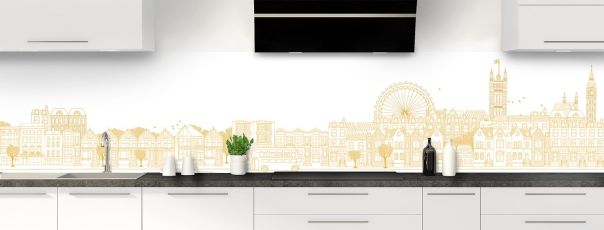 Crédence de cuisine Londres couleur Curcuma panoramique motif inversé