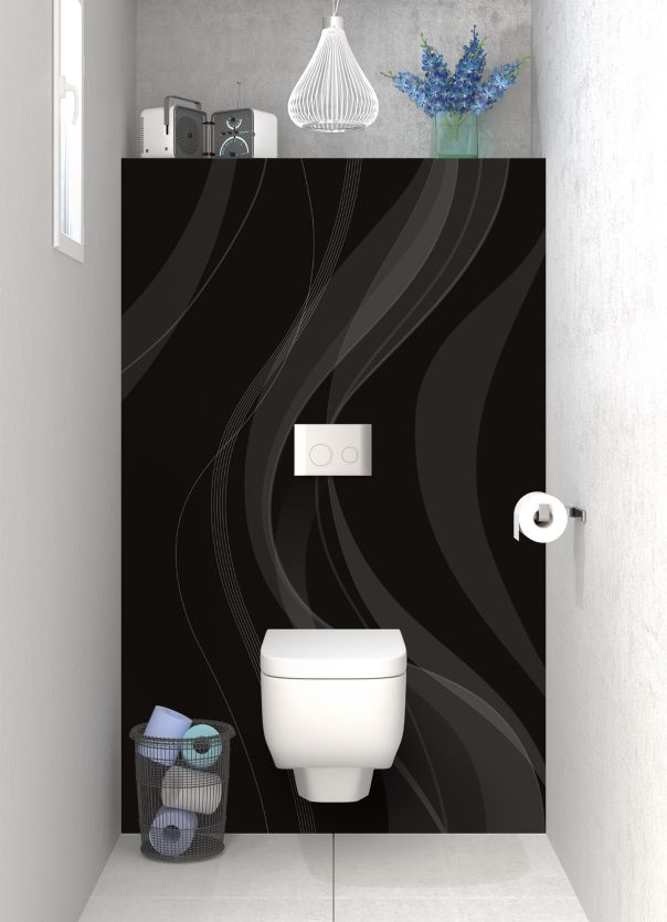 Panneau WC Voilage couleur Noir motif inversé