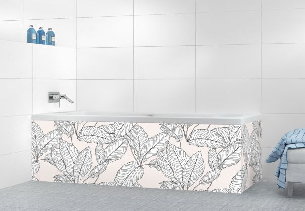 Panneau tablier de bain Feuilles au trait motif inversé