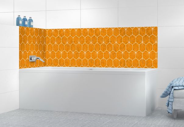 Panneau de bain Carreaux de ciment hexagonaux couleur Citrouille
