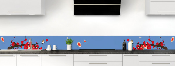 Crédence de cuisine Cerisier japonnais couleur bleu lavande dosseret