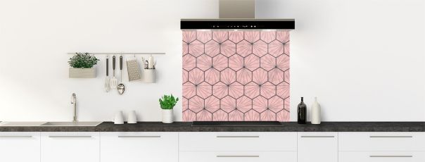 Crédence de cuisine Carreaux de ciment hexagonaux couleur Quartz rose fond de hotte