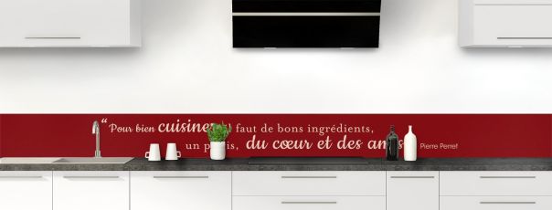 Crédence de cuisine Bien cuisiner couleur Rouge grenat frise