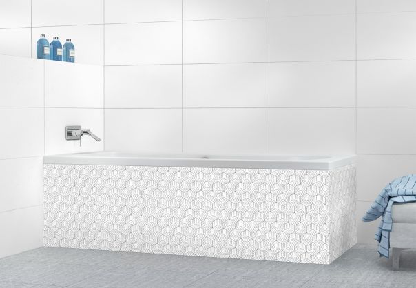 Panneau tablier de bain Cubes rayés  couleur Gris pierre