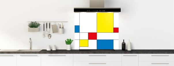 Crédence de cuisine Rectangles Mondrian fond de hotte motif inversé