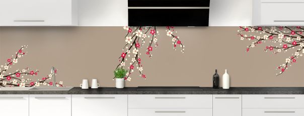 Crédence de cuisine Arbre fleuri couleur Mulot panoramique motif inversé