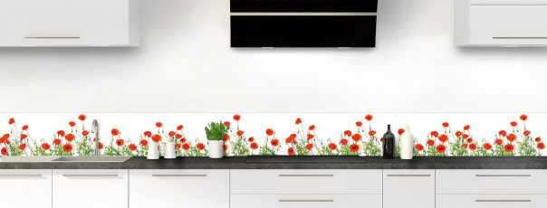 Crédence de cuisine Coquelicots Fond blanc dosseret motif inversé