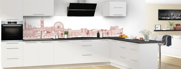 Crédence de cuisine Londres couleur Rouge grenat panoramique en perspective