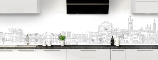 Crédence de cuisine Londres couleur Gris pierre panoramique motif inversé