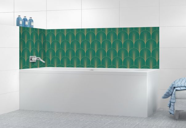 Panneau de bain Seigaihas doré couleur Vert jade