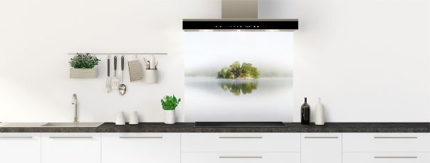 Crédence de cuisine Ilôt dans la brume fond de hotte motif inversé