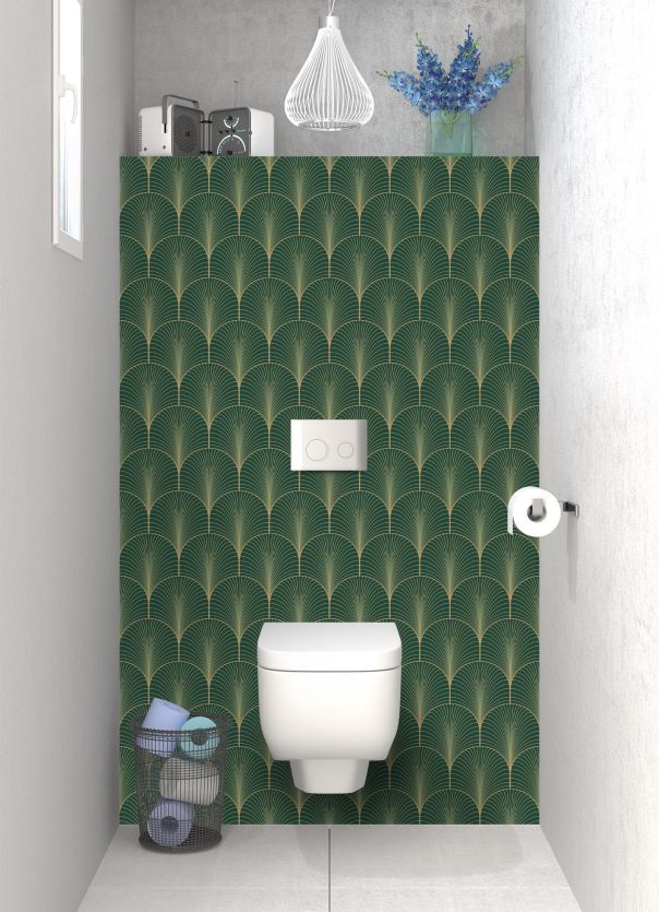 Panneau WC Seigaihas doré couleur Vert avocat