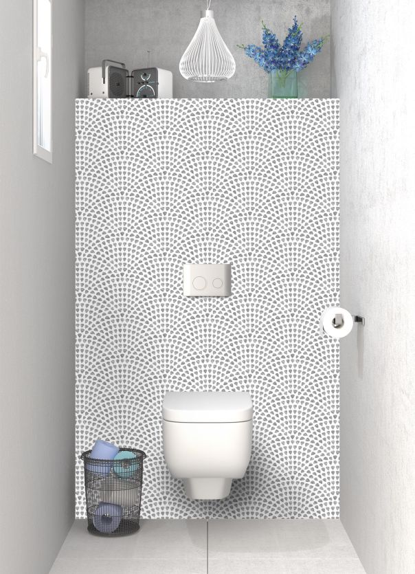 Panneau WC Mosaïque petits cœurs couleur Gris pierre