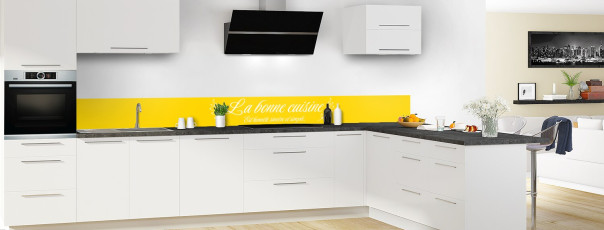 Crédence de cuisine La cuisine est un art couleur Mimosa frise en perspective