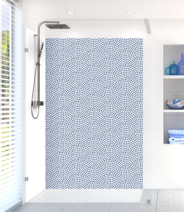 Panneau de douche Mosaïque petits cœurs couleur Bleu électrique