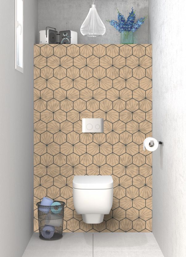 Panneau WC Carreaux de ciment hexagonaux couleur Coquille d'oeuf