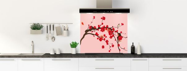 Crédence de cuisine Cerisier japonnais couleur Quartz rose fond de hotte