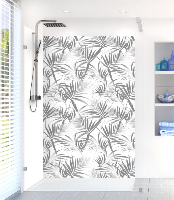 Panneau de douche Feuilles tropicales couleur Gris pierre