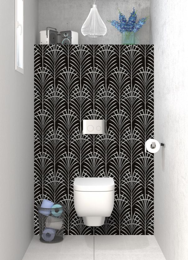 Panneau WC Feuilles de palme couleur Gris perle