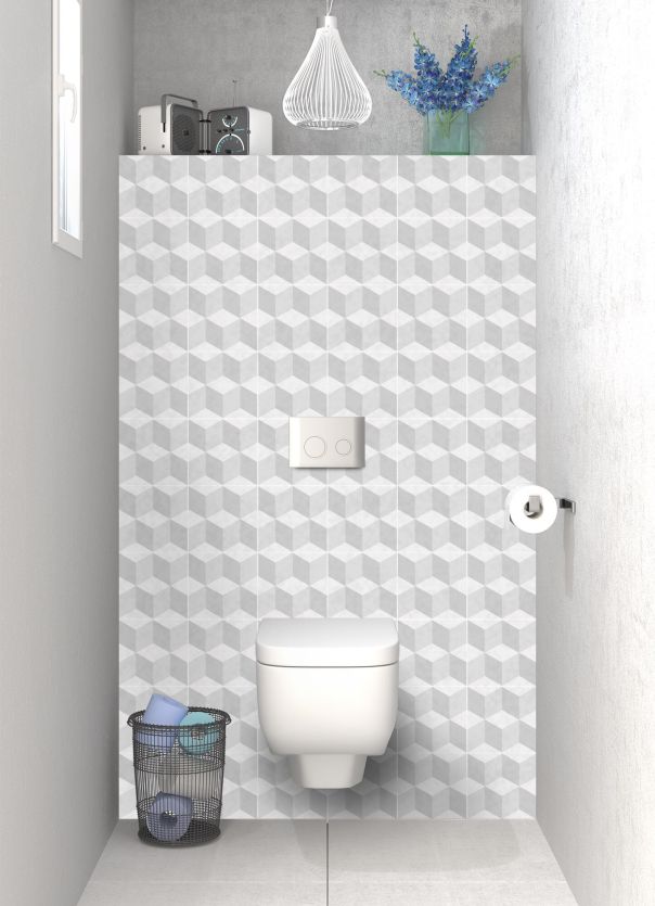 Panneau WC Carreaux trompe-l'œil Taupe