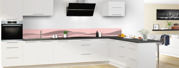 Crédence de cuisine Vagues couleur Quartz rose frise en perspective