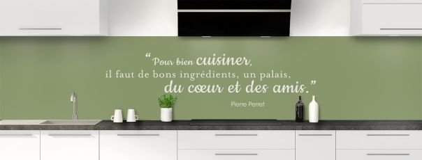 Crédence de cuisine Bien cuisiner couleur Vert sauge panoramique