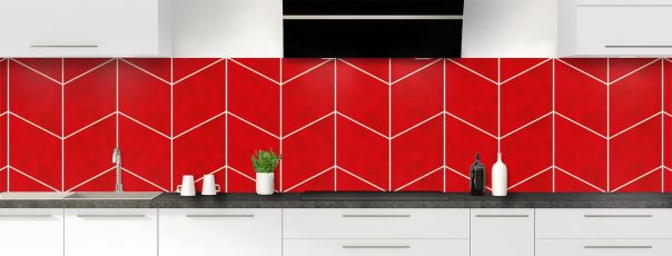 Crédence de cuisine Origami couleur Rouge vermillon panoramique
