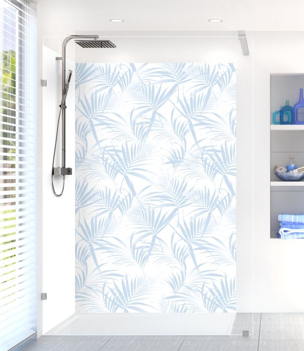 Panneau de douche Feuilles tropicales couleur Bleu dragée