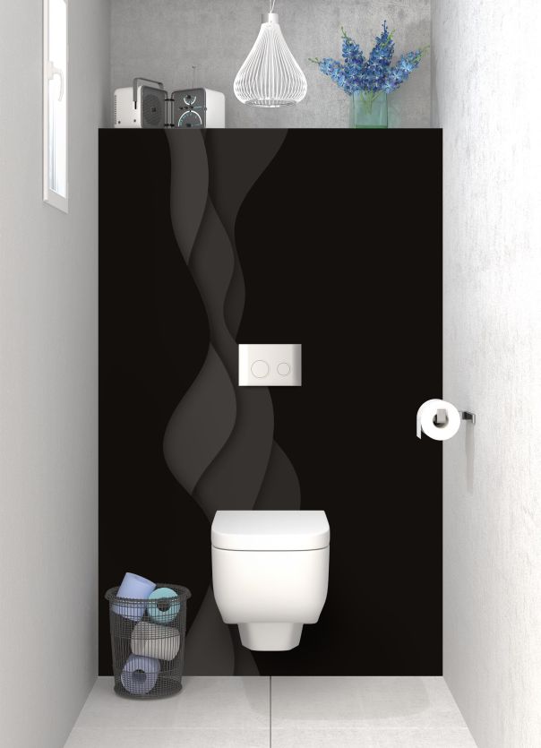 Panneau WC Vagues couleur Noir motif inversé