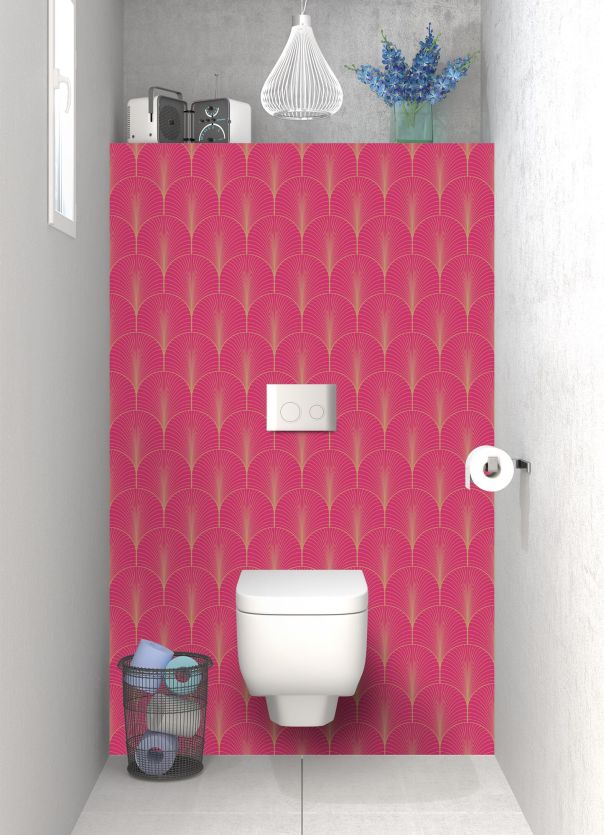 Panneau WC Seigaihas doré couleur Saphir rose