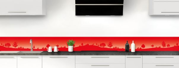 Crédence de cuisine Paysage couleur Rouge vermillon frise motif inversé