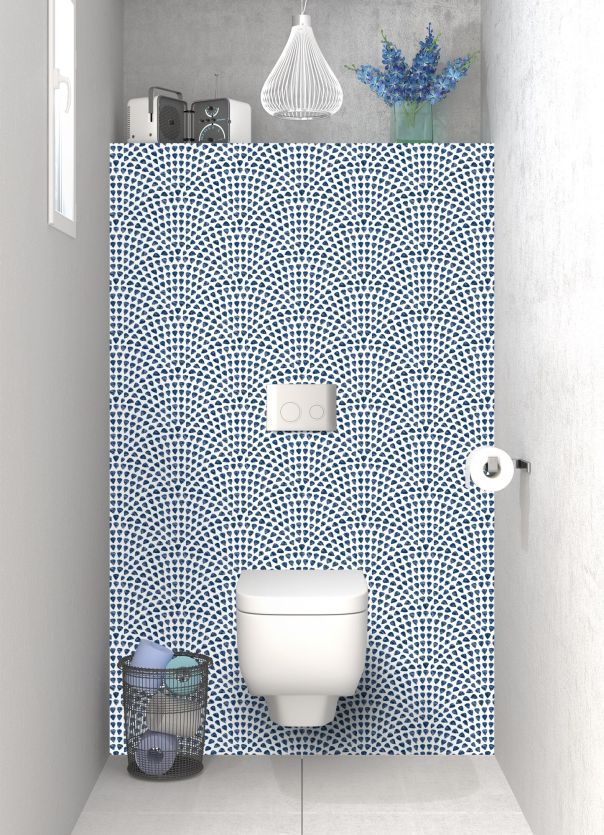 Panneau WC Mosaïque petits cœurs couleur Bleu nuit