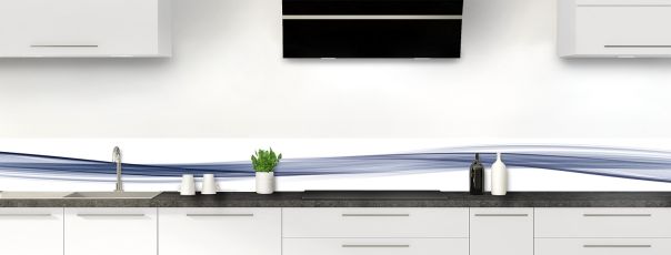 Crédence de cuisine Vague graphique couleur Bleu nuit frise